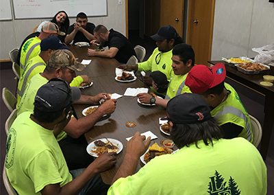 team having lunch