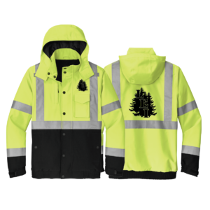 Front and bkac photo of CornerStone® ANSI 107 Class 3 Waterproof Insulated Ripstop Bomber Jacket